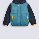 BOYS CONTRAST SLEEVE PUFFER JACKET