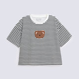 GIRLS STRIPERED EMBROIDERED T SHIRT