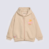 GIRLS PRINTED ZIPPER HOODED TOP