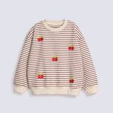 GIRLS STRIPED SWEATSHIRT WITH CHERRIES