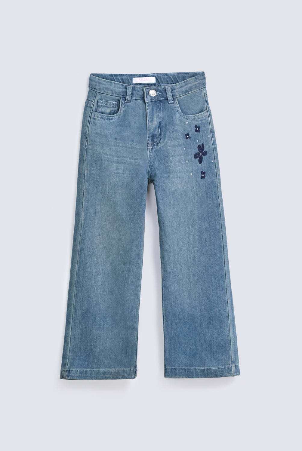 GIRLS WIDE LEG EMBROIDERED DENIM – Breakout - Main Image