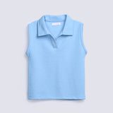 GIRLS TEXTURED SLEEVELESS POLO