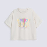 GIRLS BOXY BUTTERFLY PRINTED TEE SHIRT