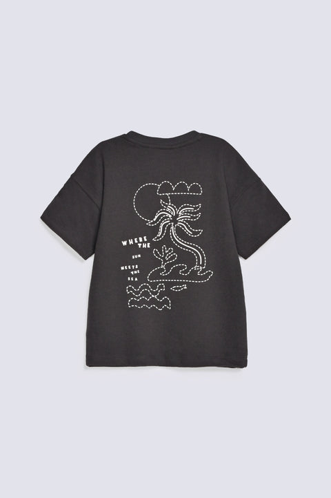 BOYS TEXTURED SPECIAL KNIT EMBROIDERED TEE