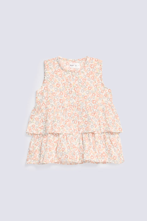GIRLS FLORAL PRINTED SLEEVELESS TOP