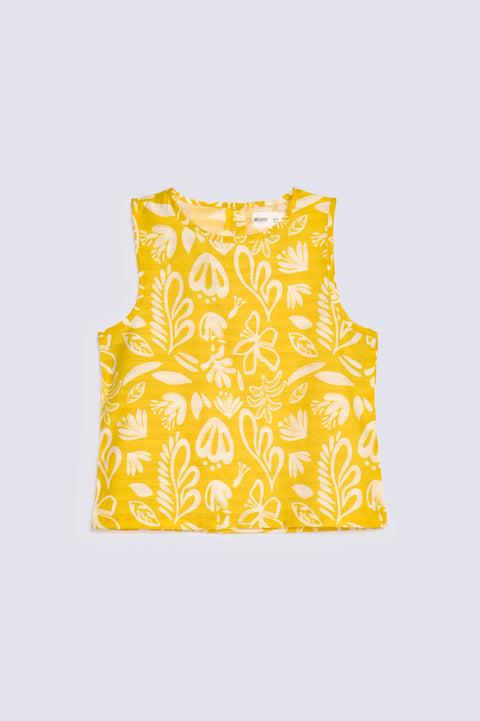 GIRLS FLORAL PRINTED SLEEVELESS TOP