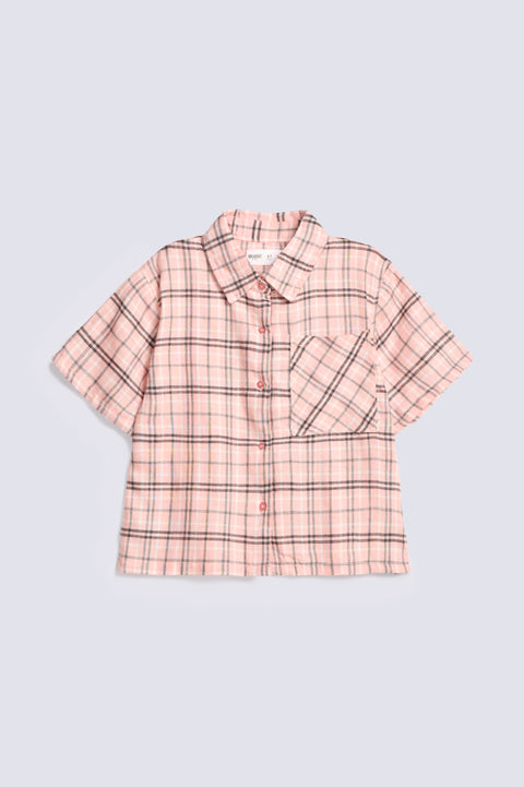GIRLS BOXY CHECKERED SHIRT