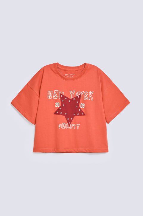 GIRLS EMBELLISHED SPORTY T-SHIRT