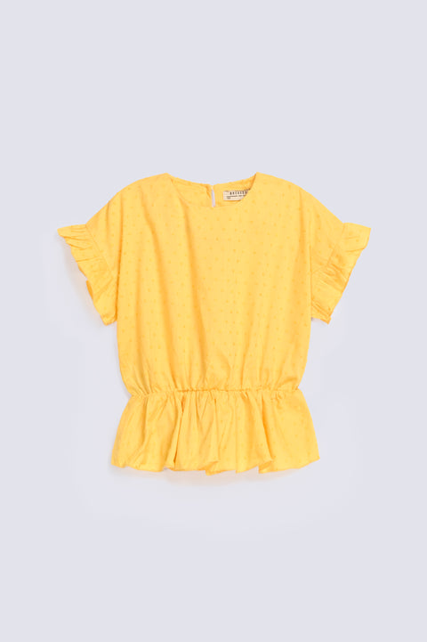 GIRLS ELASTICATED RUFFLE TOP