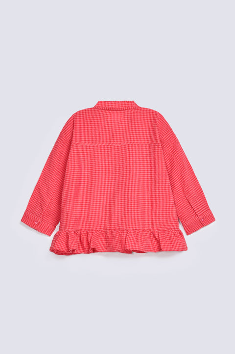 GIRLS CHECKERED BUTTON UP SHIRT
