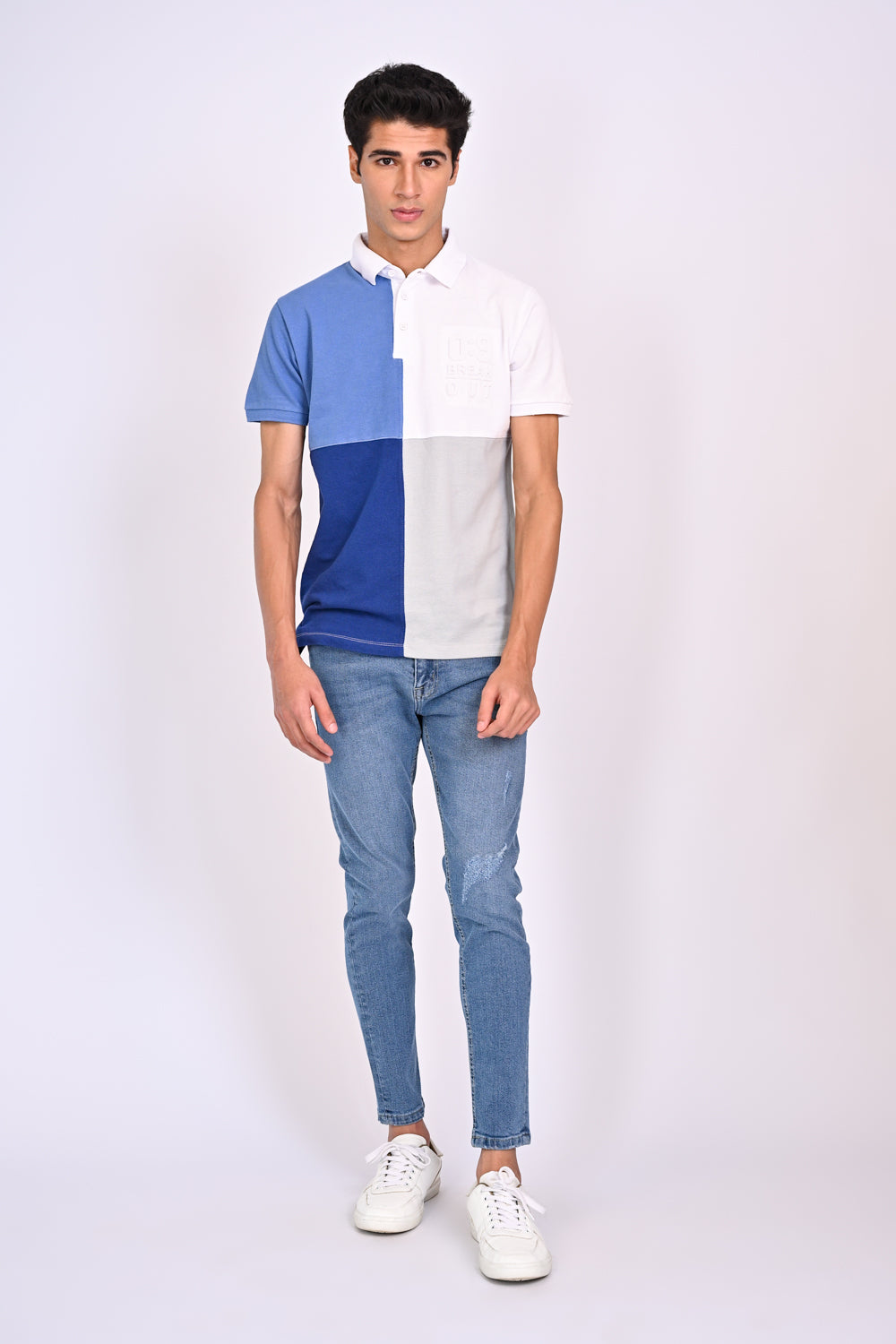 TEXTURED COLOR BLOCKING POLO