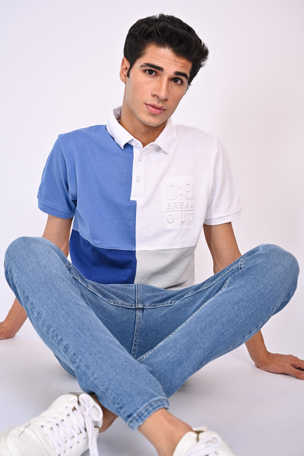 TEXTURED COLOR BLOCKING POLO