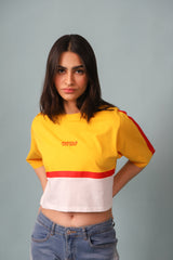 COLOR BLOCK CROPPED TEE