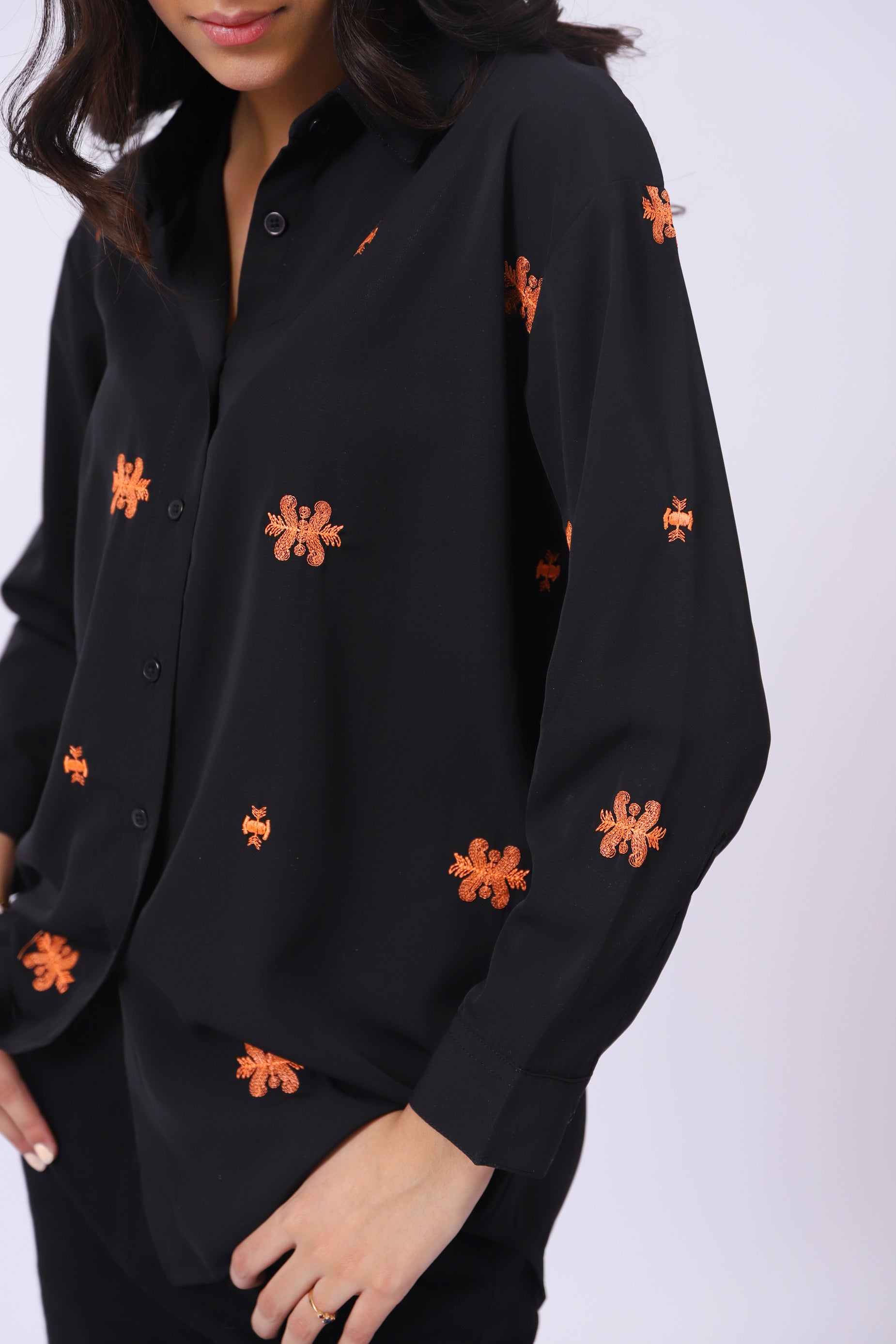ALL OVER EMBROIDERED BUTTON DOWN SHIRT