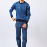 ROUND NECK TWO TONE SWEATER