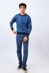 ROUND NECK TWO TONE SWEATER