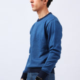 ROUND NECK TWO TONE SWEATER