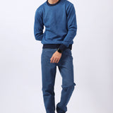 ROUND NECK TWO TONE SWEATER