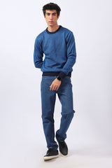 ROUND NECK TWO TONE SWEATER