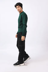 ROUND NECK TWO TONE SWEATER