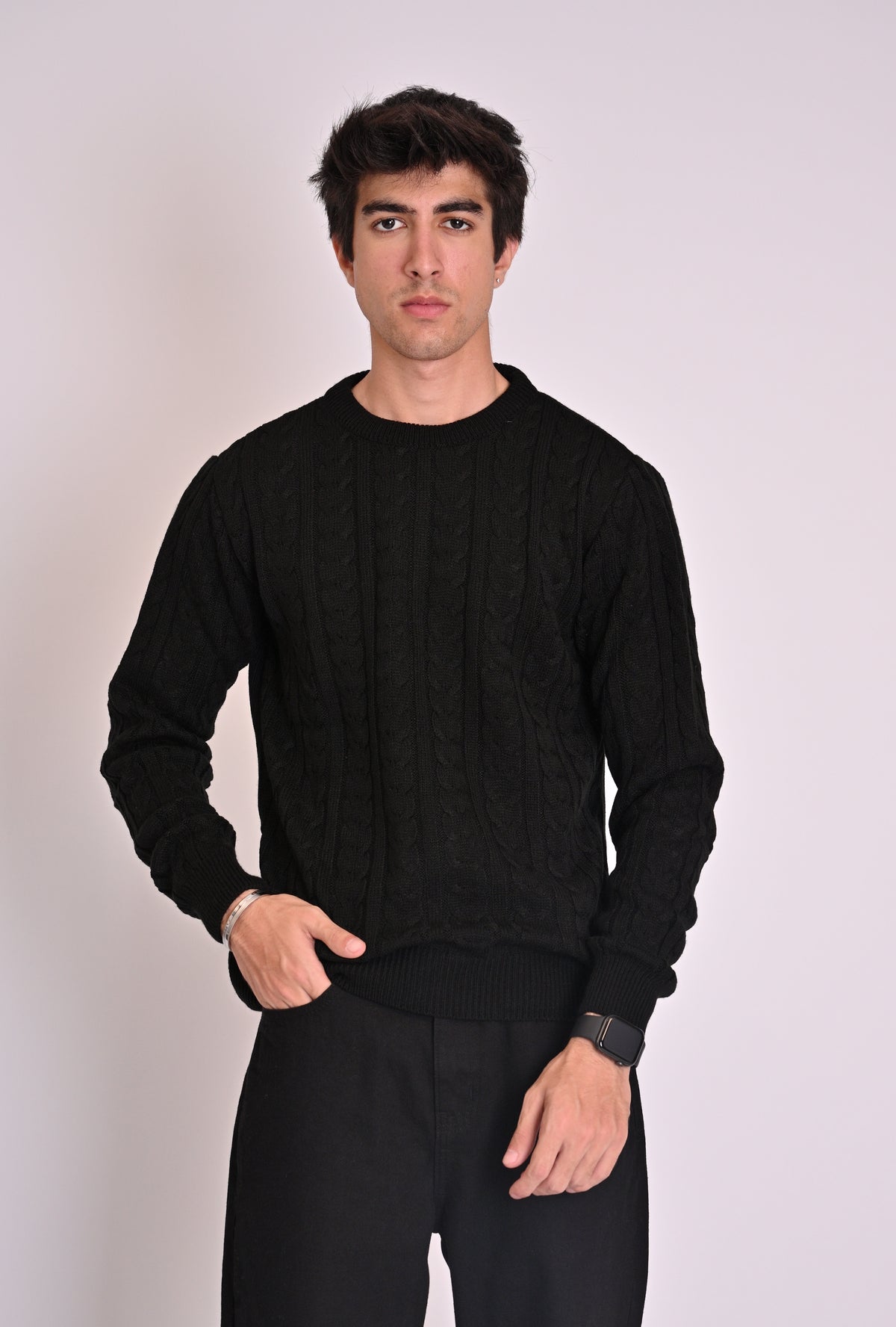 Cable knit crew hot sale neck sweater