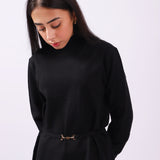 SWEATER DRESS WITH BUCKLE BELT