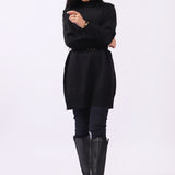 SWEATER DRESS WITH BUCKLE BELT