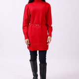 SWEATER DRESS WITH BUCKLE BELT