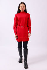 SWEATER DRESS WITH BUCKLE BELT