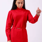 SWEATER DRESS WITH BUCKLE BELT