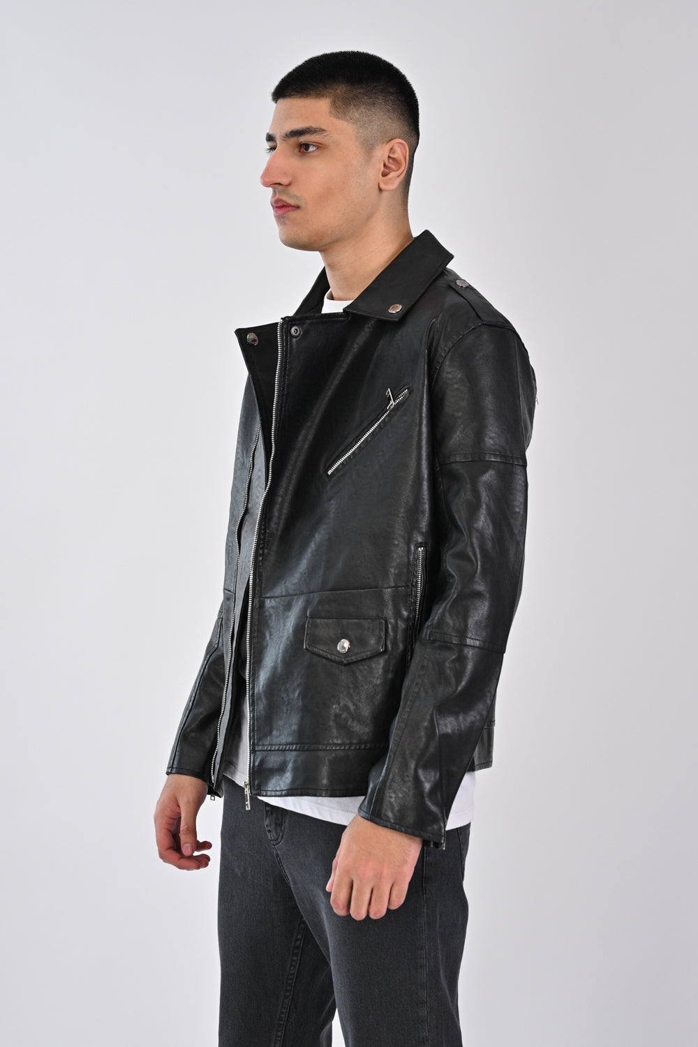 Holt leather hot sale biker jacket