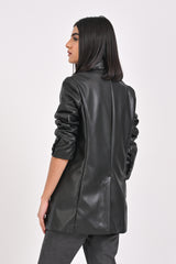 FAUX LEATHER BLAZER