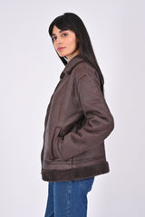 JACKET WITH FUR NOTCH COLLAR