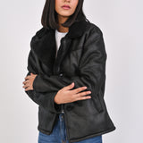 JACKET WITH FUR NOTCH COLLAR