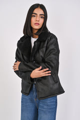 JACKET WITH FUR NOTCH COLLAR