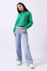 CROPPED SWEATSHIRT WITH ZIPPER