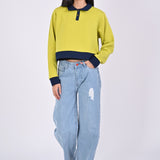 CROPPED CONTRAST COLOR SWEATSHIRT