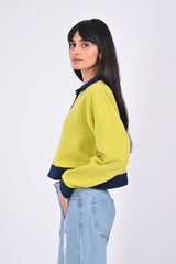 CROPPED CONTRAST COLOR SWEATSHIRT