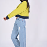 CROPPED CONTRAST COLOR SWEATSHIRT