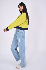 CROPPED CONTRAST COLOR SWEATSHIRT