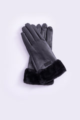 LEATHER GLOVES WITH FUR DETAIL