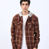 BAGGY FIT HOODED FLANNEL CHECK SHIRT