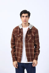 BAGGY FIT HOODED FLANNEL CHECK SHIRT