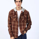 BAGGY FIT HOODED FLANNEL CHECK SHIRT