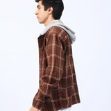 BAGGY FIT HOODED FLANNEL CHECK SHIRT