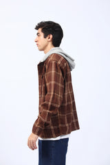 BAGGY FIT HOODED FLANNEL CHECK SHIRT