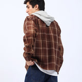 BAGGY FIT HOODED FLANNEL CHECK SHIRT