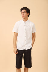 MANDARIN COLLAR BUTTON DOWN POLO