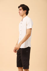 MANDARIN COLLAR BUTTON DOWN POLO