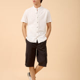 MANDARIN COLLAR BUTTON DOWN POLO